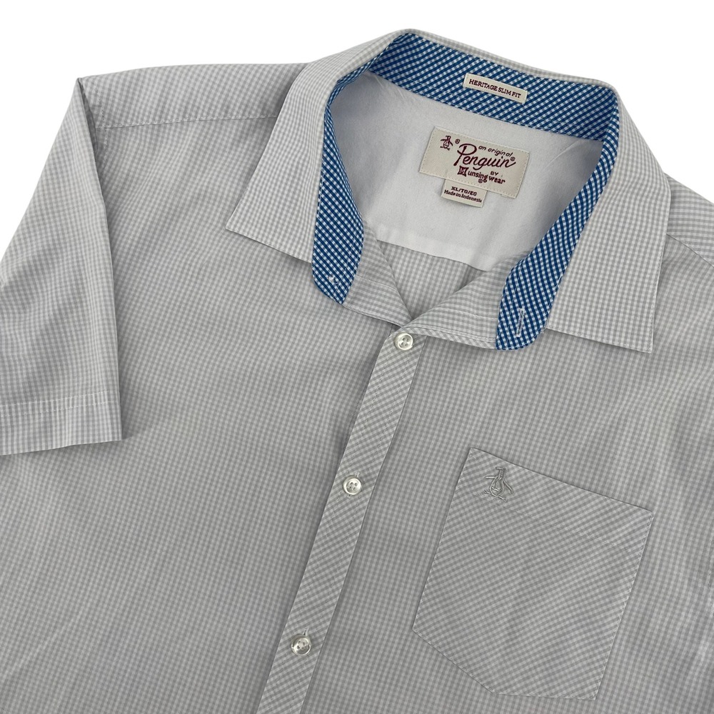 Penguin Heritage Slim Fit Button Up Shortâ Sleeve Shirt Gingham XL